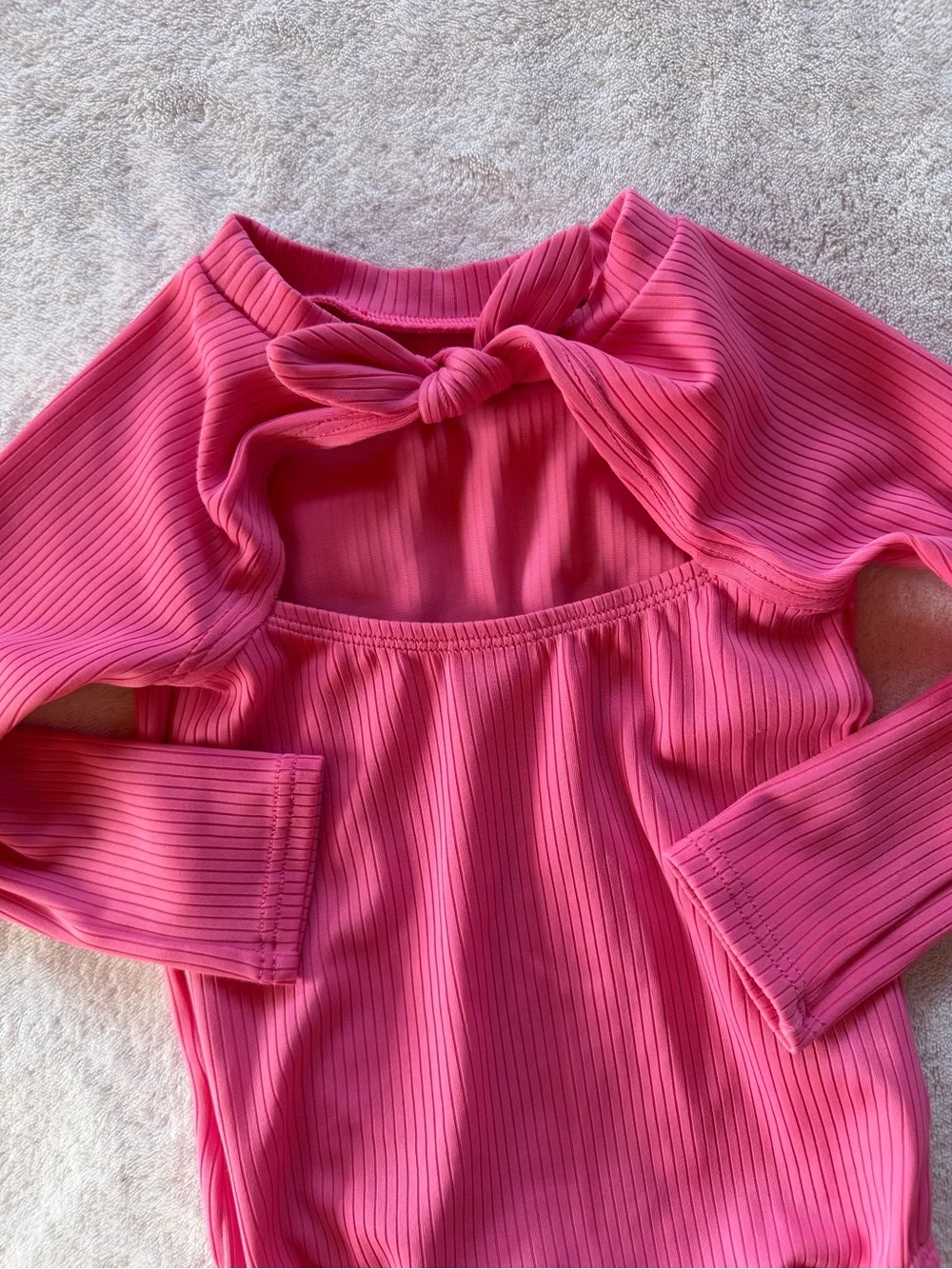 Old Navy Pink Ribbed Long-Sleeve One-Piece Swimsuit Size 18-24M